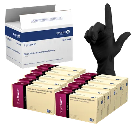 Glove Exam Nitrile N/S Large, PF Black, 10 Bxs/Cs